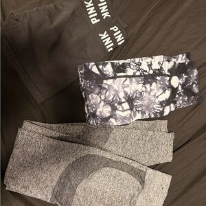 PINK Victoria's Secret Black and Gray Leggings Set